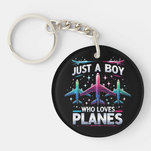Just A Boy Who Loves Planes Key Ring (Front)