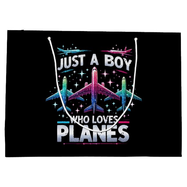 Just A Boy Who Loves Planes Large Gift Bag (Back)
