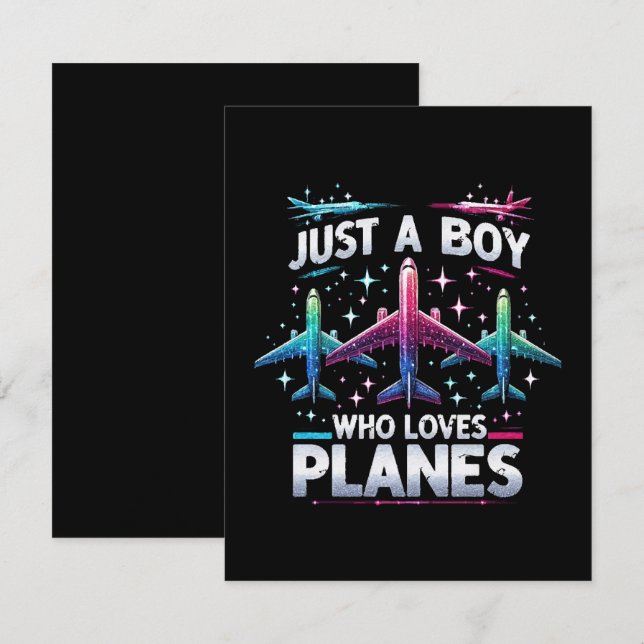 Just A Boy Who Loves Planes RSVP Card (Front/Back)