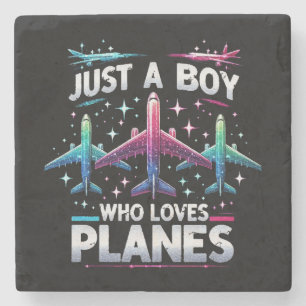 Just A Boy Who Loves Planes Stone Coaster