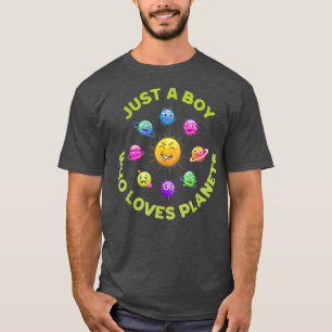 Just A Boy Who Loves Planets Solar System Science T-Shirt