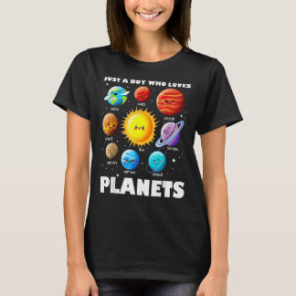 Just A Boy Who Loves Planets Solar System Space Sc T-Shirt
