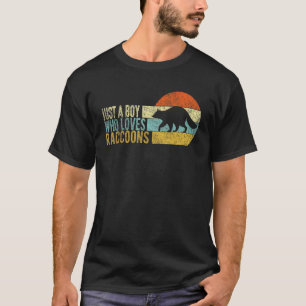 Just A Boy Who Loves Raccoons Racoon Retro T-Shirt
