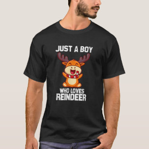 Just A Boy Who Loves Reindeer Kawaii Halloween T-Shirt