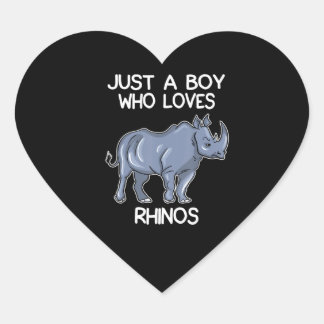 Just A Boy Who Loves Rhinos Lover Gift Rhinoceros Heart Sticker