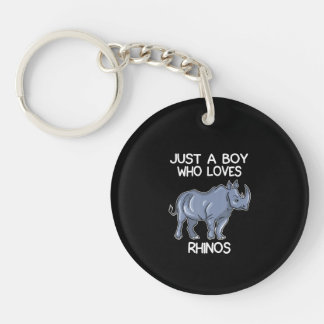 Just A Boy Who Loves Rhinos Lover Gift Rhinoceros Key Ring