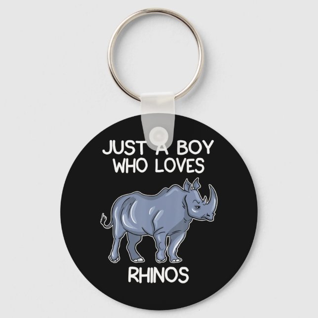 Just A Boy Who Loves Rhinos Lover Gift Rhinoceros Key Ring (Front)