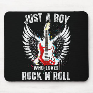 Just A Boy Who Loves Rock And Roll Rock Band Guita Mouse Mat