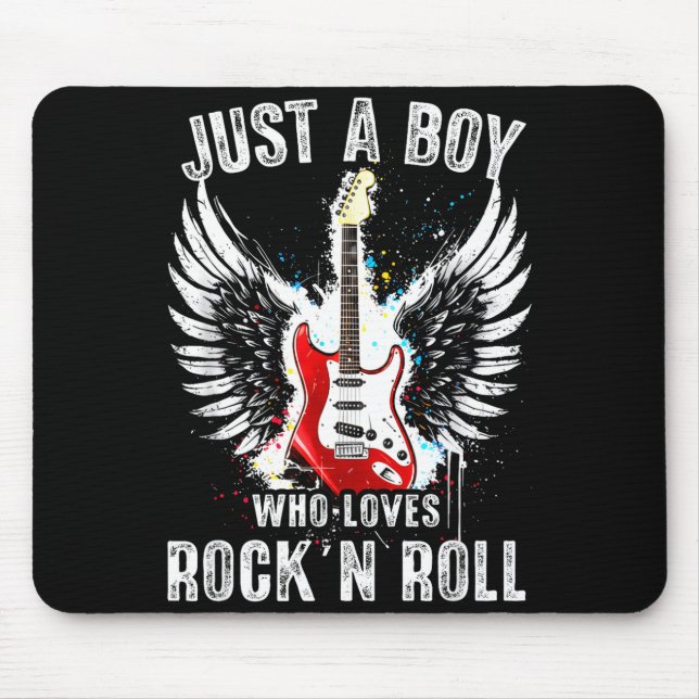 Just A Boy Who Loves Rock And Roll Rock Band Guita Mouse Mat (Front)