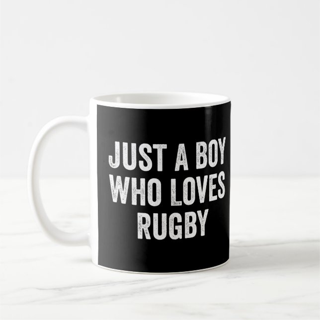Just a Boy Who Loves Rugby Player Coffee Mug (Left)