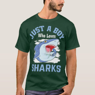 Just A Boy Who Loves Sharks I Kids Shark Fish I Bo T-Shirt