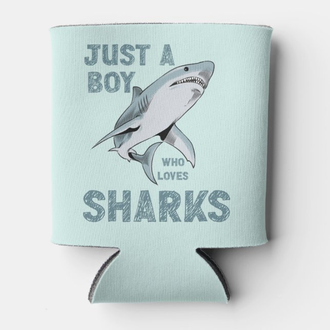 Just a boy who loves Sharks Shark Lover Can Cooler (Front)