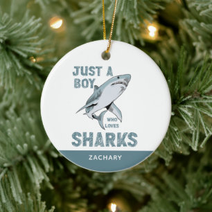 Just a boy who loves Sharks Shark Lover Ceramic Tree Decoration