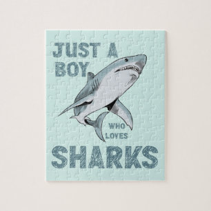 Just a boy who loves Sharks Shark Lover Jigsaw Puzzle