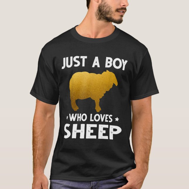 Just A Boy Who Loves Sheep Animal For Men Kids T-Shirt (Front)