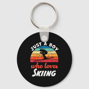 Just a boy who loves skiing kids skiing boys key ring