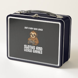 Just A Boy Who Loves Sloths and Video Games Gamer Metal Lunch Box