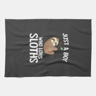 Just A Boy Who Loves Sloths Boys Toddler Sloth Lov Tea Towel