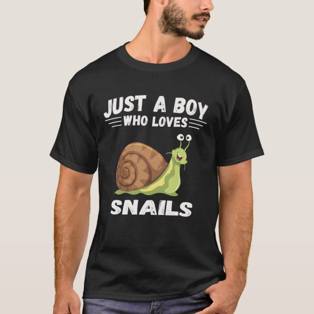 Just A Boy who loves snails  Cute snail T-Shirt (Front)