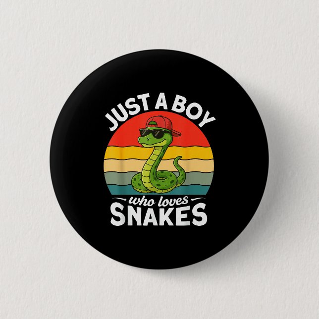 Just A Boy Who Loves Snakes Funny Snake Reptile Ki 6 Cm Round Badge (Front)