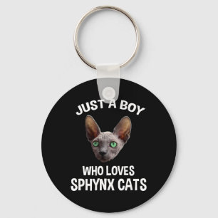 Just A Boy Who Loves Sphynx Cats Key Ring