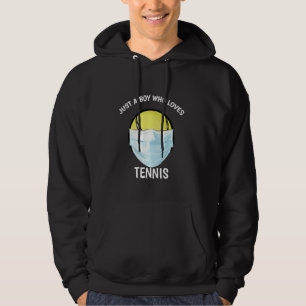 Just A Boy Who Loves Tennis Funny Face Mask Tennis Hoodie