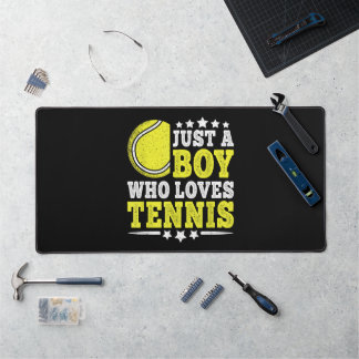 Just A Boy Who Loves Tennis Funny Tennis Lover Desk Mat