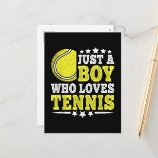 Just A Boy Who Loves Tennis Funny Tennis Lover Holiday Postcard
