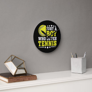 Just A Boy Who Loves Tennis Funny Tennis Lover Round Clock