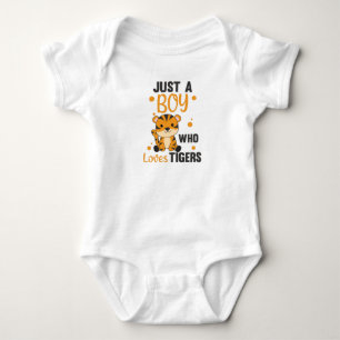 Just A Boy Who Loves Tigers Sweet Animals Tiger Baby Bodysuit