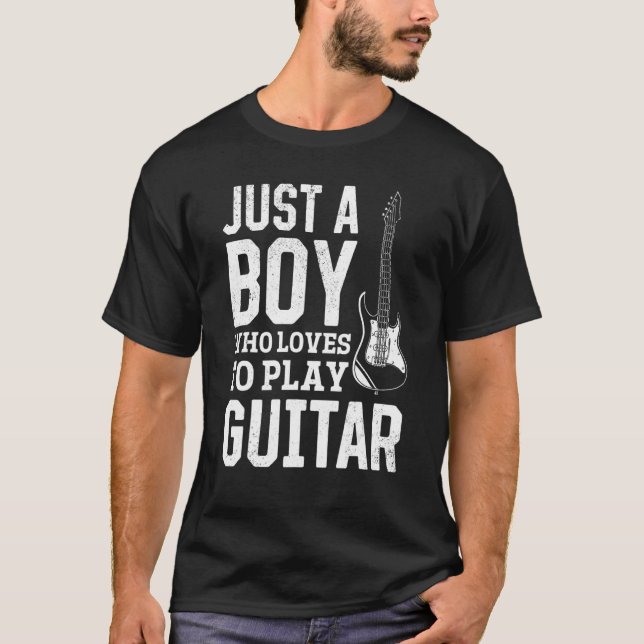 Just A Boy Who Loves To Play Guitar - Bass Guitar  T-Shirt (Front)