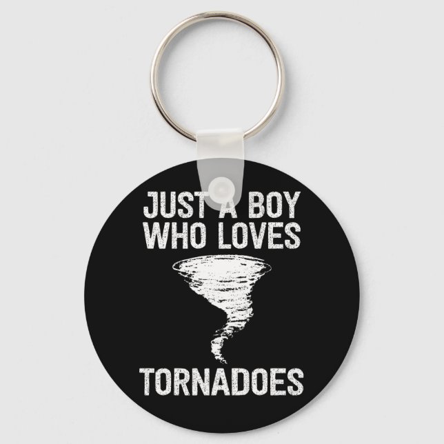 Just a boy who loves tornadoes funny kids birthday key ring (Front)