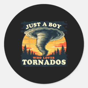 Just A Boy Who Loves Tornados Meteorology Storm Ch Classic Round Sticker
