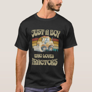 Just A Boy Who Loves Tractors Construction Vehicle T-Shirt