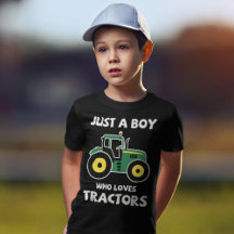 Just a Boy Who Loves Tractors Farm Boys T-Shirt