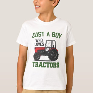 Just a Boy Who Loves Tractors Farm Kids Birthday   T-Shirt