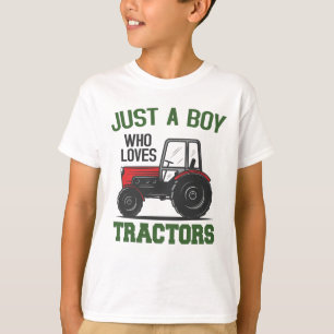 Just a Boy Who Loves Tractors Farm Kids Birthday   T-Shirt