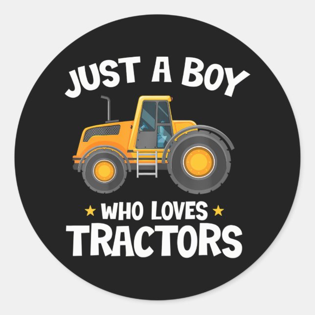 Just a Boy Who Loves Tractors Farm Lifestyle Boys Classic Round Sticker (Front)