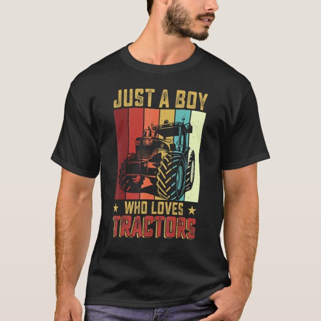 Just A Boy Who Loves Tractors Farmer Farm Kids Boy T-Shirt (Front)