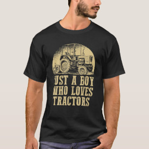 Just A Boy Who Loves Tractors Farmer Market Outfit T-Shirt