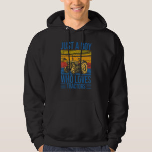 Just A Boy Who Loves Tractors Farmer Tractor Suppl Hoodie