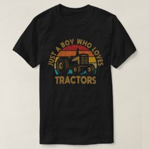 Just a Boy Who Loves Tractors Funny Boys Kids Farm T-Shirt