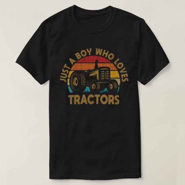 Just a Boy Who Loves Tractors Funny Boys Kids Farm T-Shirt (Design Front)