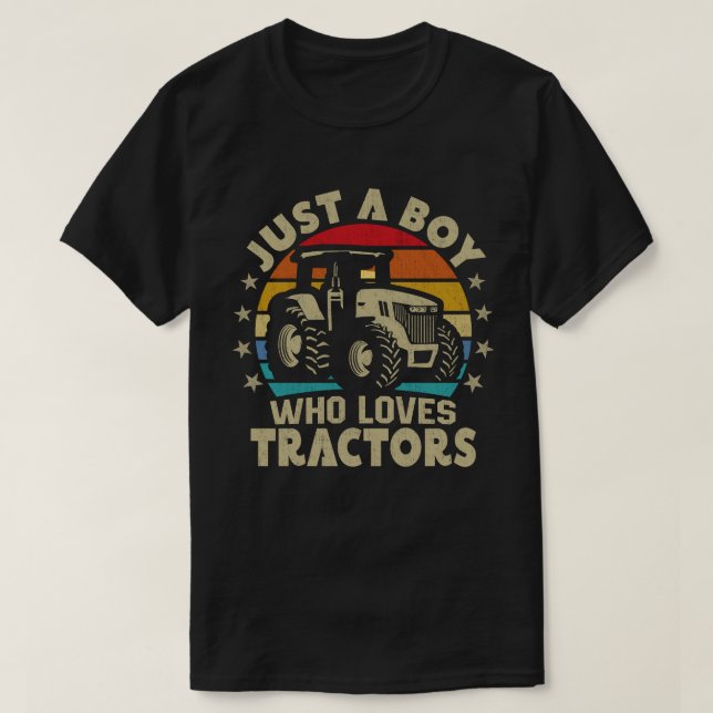 Just a Boy Who Loves Tractors Funny Boys Kids Farm T-Shirt (Design Front)