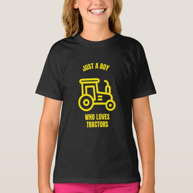 Just a boy who loves tractors funny farmer T-Shirt (Front)