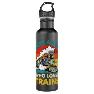 Just A Boy Who Loves Trains Funny Train Toddler Bo 710 Ml Water Bottle