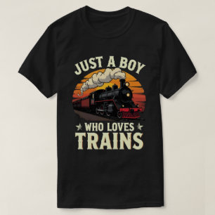 Just A Boy Who Loves Trains Vintage Train Lover T-Shirt