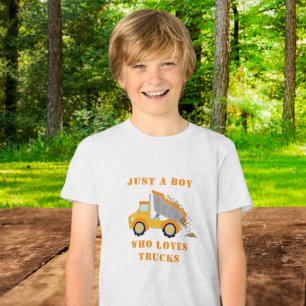 Just A Boy Who Loves Trucks Dump Truck Fan Tri-Blend Shirt