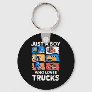 Just A Boy Who Loves Trucks Funny Semi Truck Lover Key Ring