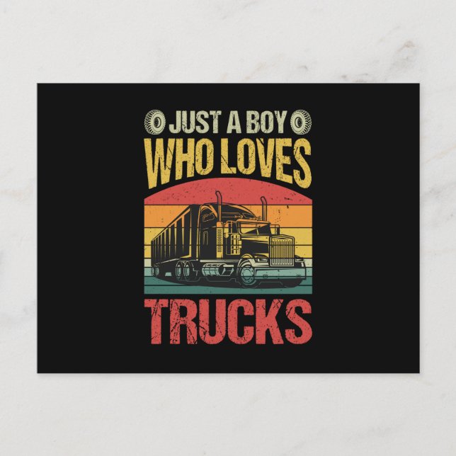 Just a Boy Who Loves Trucks Postcard (Front)